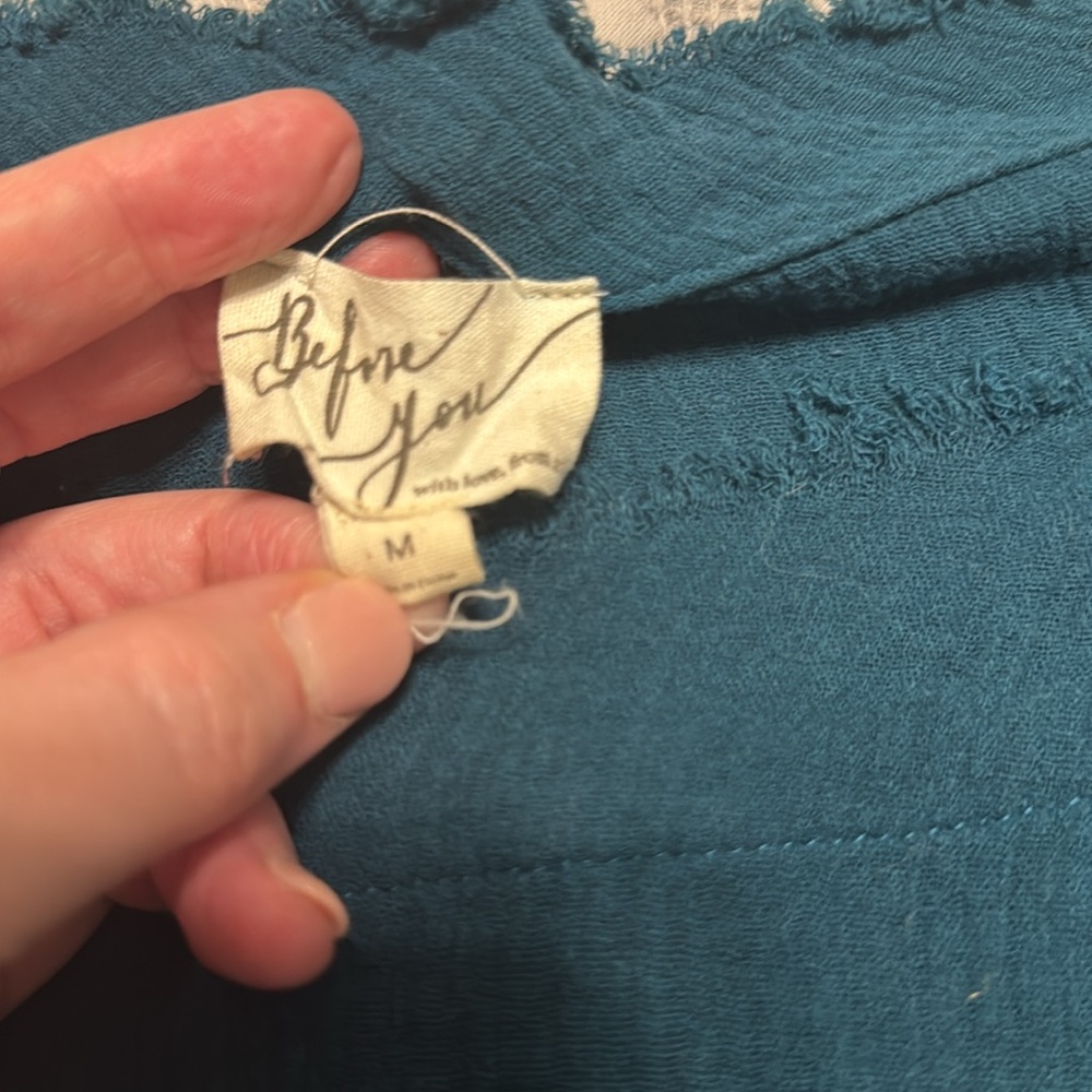 BEFORE YOU Teal Textured OVERSIZED Top size medium - Picture 6 of 7